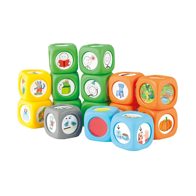 Set 15 cuburi cu povesti story cubes cu ghid pedagogic si suport audio in limba romana - okeakr20048