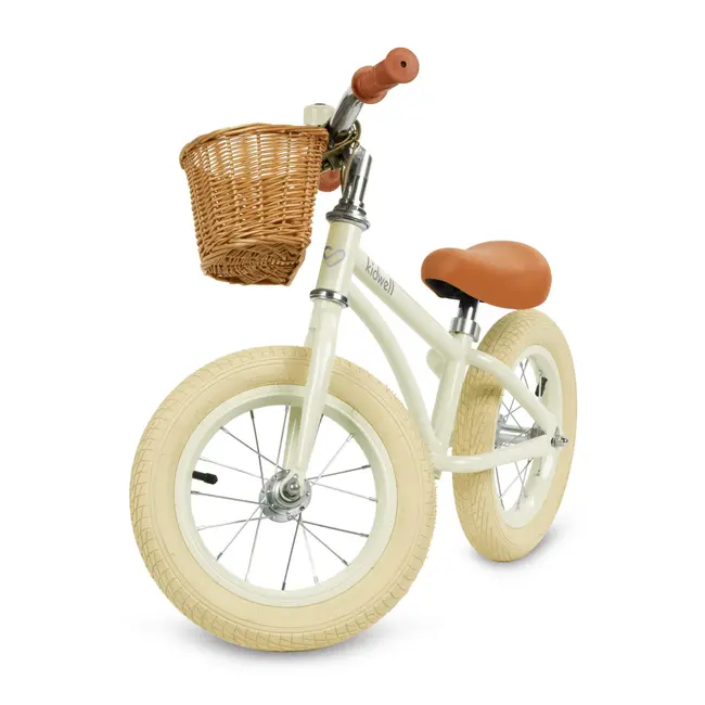 Bicicleta De Echilibru Fara Pedale Pentru Copii, Reglabila, Roti De 12  , Sonerie Si Cos, 3 Ani+, Retro Classy Cream, Kidwell Pjbrobicla01a0