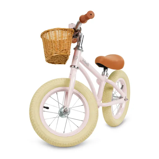 Bicicleta De Echilibru Fara Pedale Pentru Copii, Reglabila, Roti De 12  , Sonerie Si Cos, 3 Ani+, Retro Classy Pink, Kidwell Pjbrobicla02a0