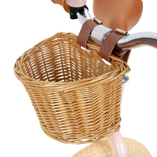 Bicicleta De Echilibru Fara Pedale Pentru Copii, Reglabila, Roti De 12  , Sonerie Si Cos, 3 Ani+, Retro Classy Pink, Kidwell Pjbrobicla02a0