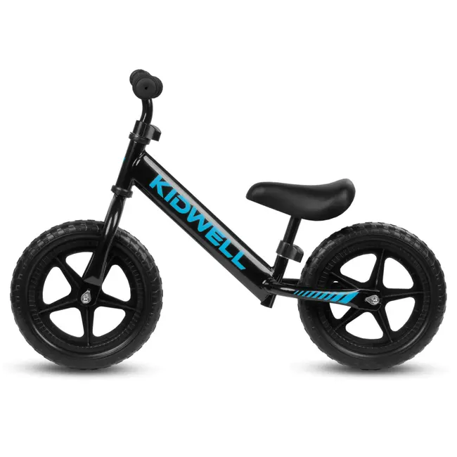 Bicicleta De Echilibru Fara Pedale Pentru Copii, Reglabila Si Roti Late Eva De 12  ,  Rebel Black, Kidwell Pjbrobireb14a0