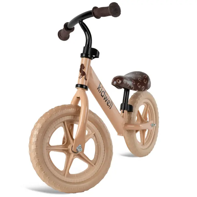 Bicicleta De Echilibru Fara Pedale Pentru Copii, Reglabila Si Roti Late Eva De 12  , Rebel Beige, Kidwell Pjbrobireb18a0
