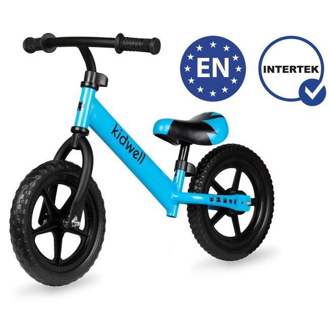 Bicicleta De Echilibru Fara Pedale Pentru Copii, Reglabila Si Roti Late Eva De 12  , Rebel Blue, Kidwell Pjbrobirel01a0