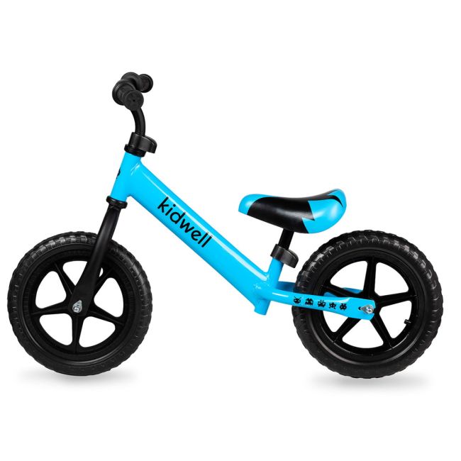 Bicicleta De Echilibru Fara Pedale Pentru Copii, Reglabila Si Roti Late Eva De 12  , Rebel Blue, Kidwell Pjbrobirel01a0