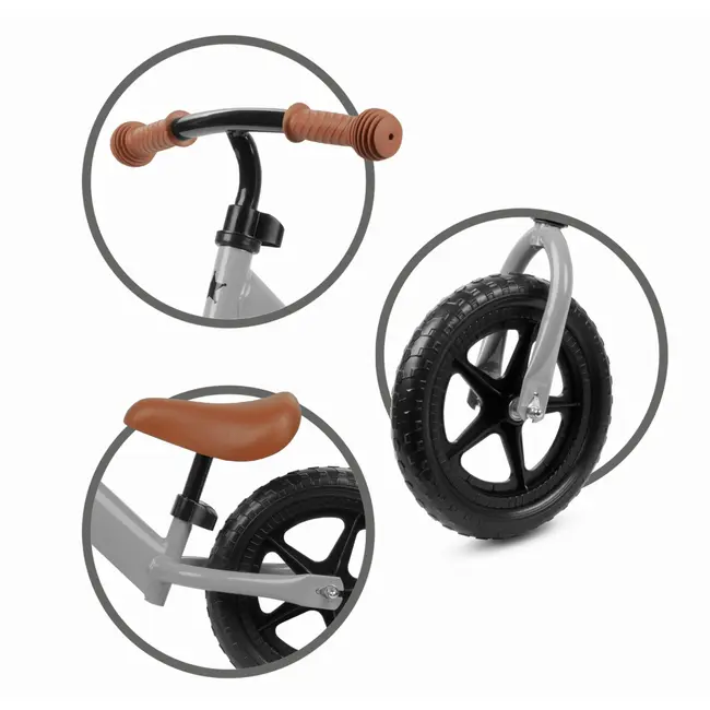 Bicicleta De Echilibru Fara Pedale Pentru Copii, Reglabila Si Roti Late Eva De 12  , Rebel Gray, Kidwell Pjbrobireb15a0