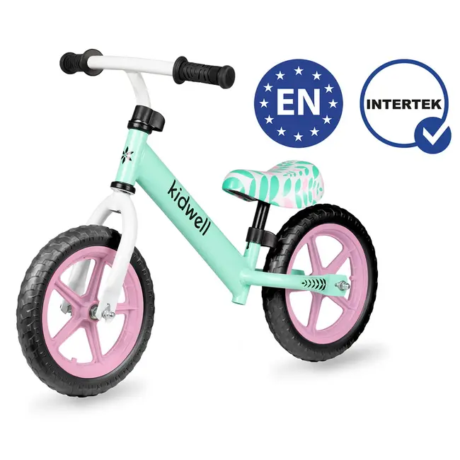 Bicicleta De Echilibru Fara Pedale Pentru Copii, Reglabila Si Roti Late Eva De 12  , Rebel Mint, Kidwell Pjbrobirel02a0
