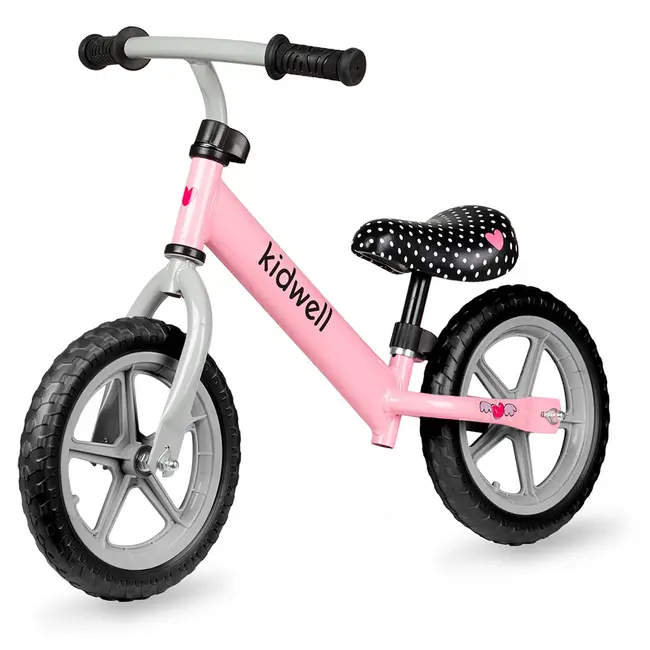 Bicicleta De Echilibru Fara Pedale Pentru Copii, Reglabila Si Roti Late Eva De 12  , Rebel Pink, Kidwell Pjbrobirel03a0