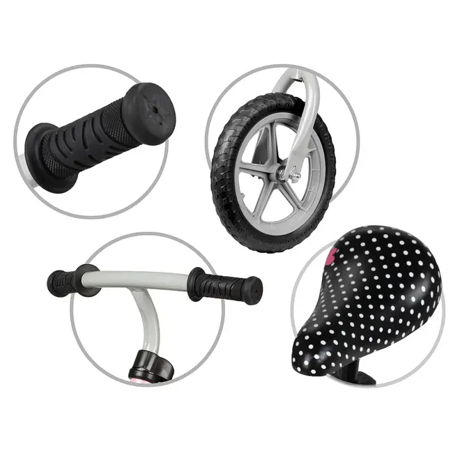 Bicicleta De Echilibru Fara Pedale Pentru Copii, Reglabila Si Roti Late Eva De 12  , Rebel Pink, Kidwell Pjbrobirel03a0