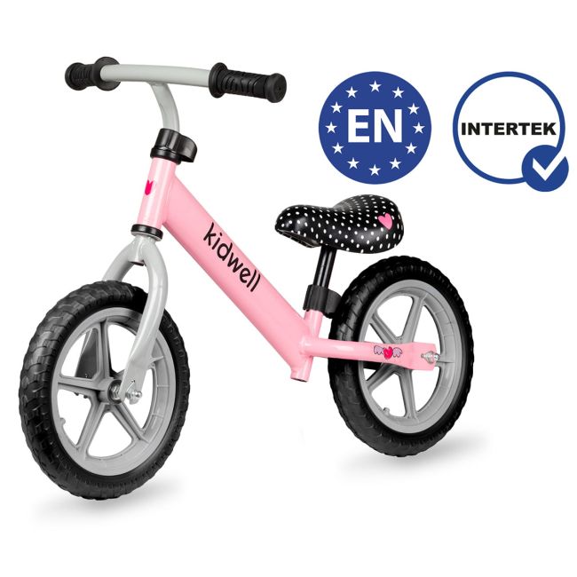 Bicicleta De Echilibru Fara Pedale Pentru Copii, Reglabila Si Roti Late Eva De 12  , Rebel Pink, Kidwell Pjbrobirel03a0