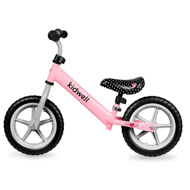 Bicicleta De Echilibru Fara Pedale Pentru Copii, Reglabila Si Roti Late Eva De 12  , Rebel Pink, Kidwell Pjbrobirel03a0