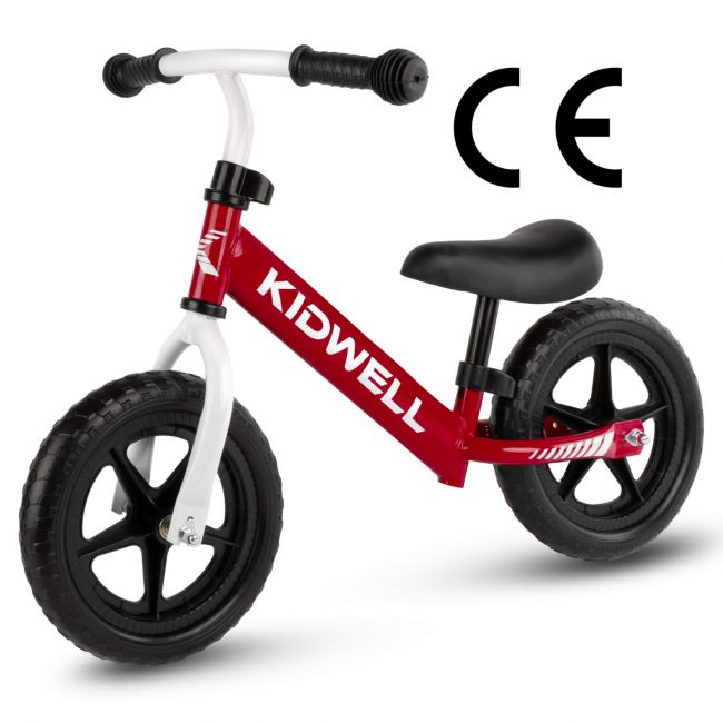 Bicicleta De Echilibru Fara Pedale Pentru Copii, Reglabila Si Roti Late Eva De 12  , Rebel Red, Kidwell Pjbrobireb17a0
