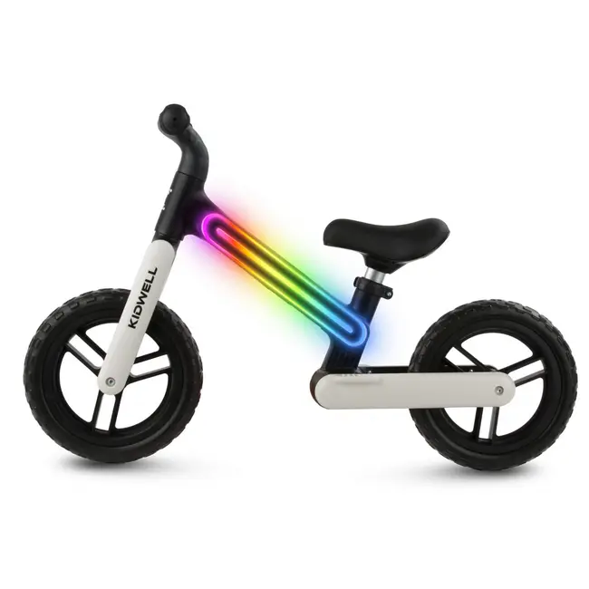 Bicicleta De Echilibru Fara Pedale Pentru Copii, Sa Reglabila, Cu Lumini Led, Roti Eva, 2 Ani+, Suno Black White, Kidwell Pjbrobisun02a0