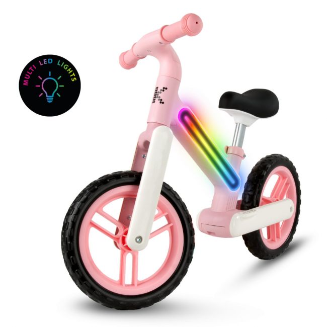 Bicicleta De Echilibru Fara Pedale Pentru Copii, Sa Reglabila, Cu Lumini Led, Roti Eva, 2 Ani+, Suno Pink, Kidwell Pjbrobinix03a0-5611