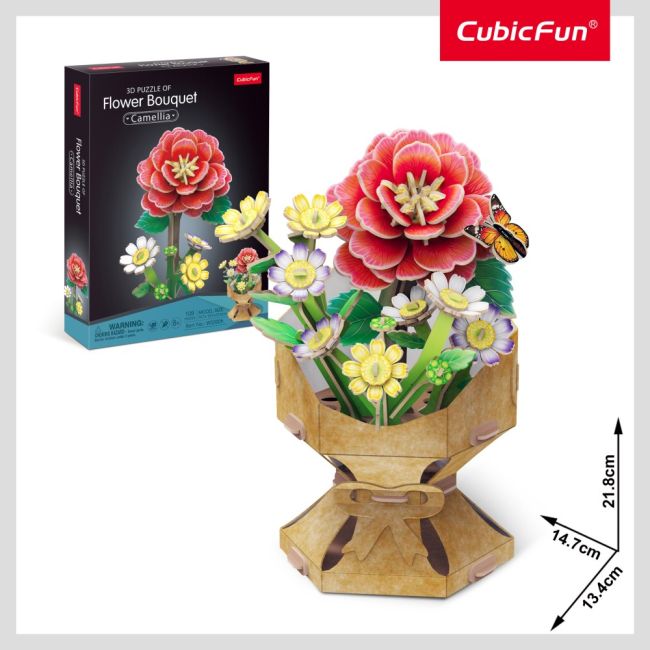 Cubic Fun - Buchet de flori 3D Camelie 109 piese ARTCUW3302h