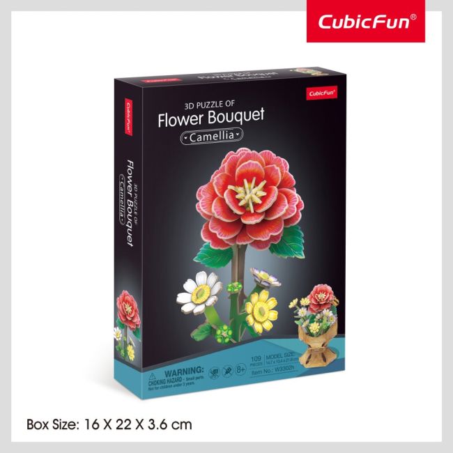 Cubic Fun - Buchet de flori 3D Camelie 109 piese ARTCUW3302h