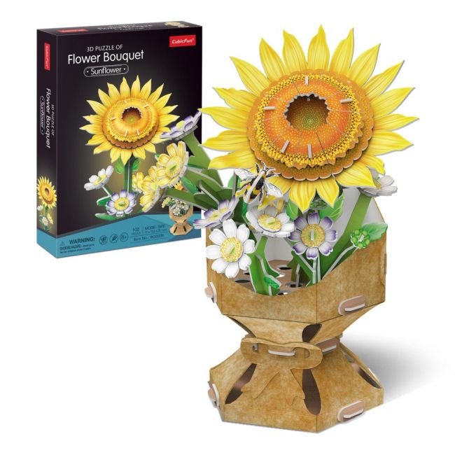Cubic Fun - Buchet de flori 3D Floarea Soarelui 102 piese ARTCUW3303h
