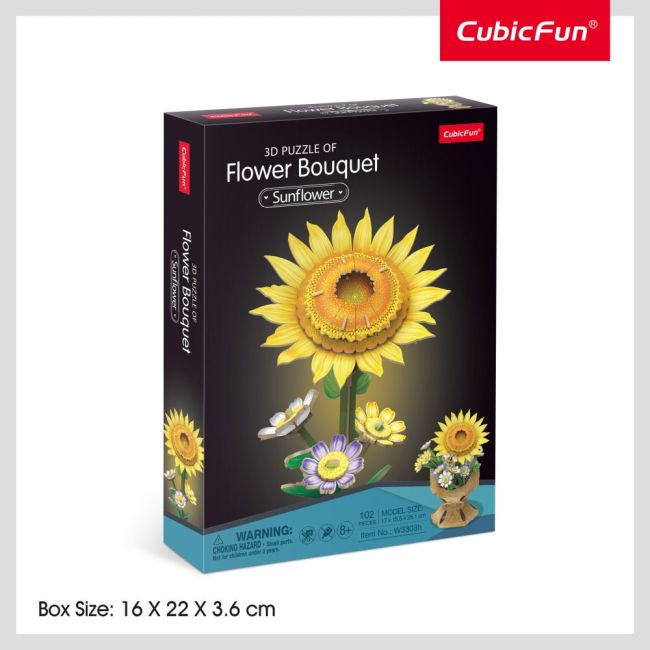 Cubic Fun - Buchet de flori 3D Floarea Soarelui 102 piese ARTCUW3303h