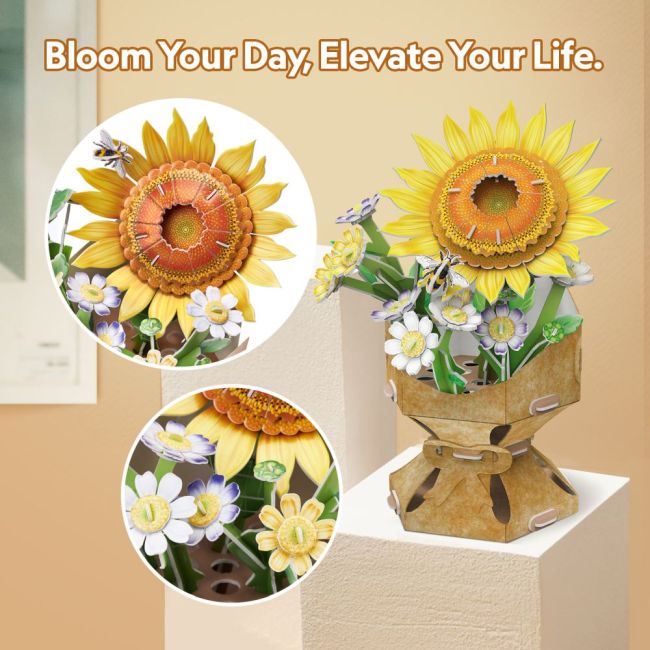 Cubic Fun - Buchet de flori 3D Floarea Soarelui 102 piese ARTCUW3303h
