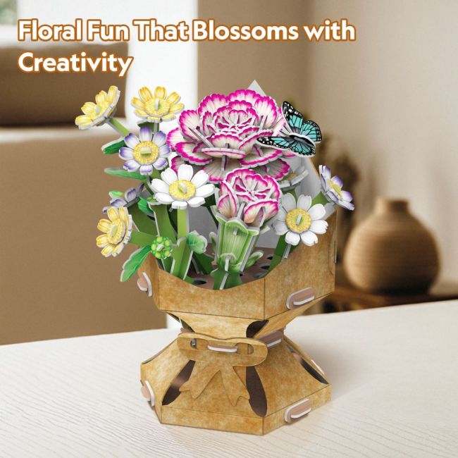 Cubic Fun - Buchet de flori 3D Garoafa 134 piese ARTCUW3300h