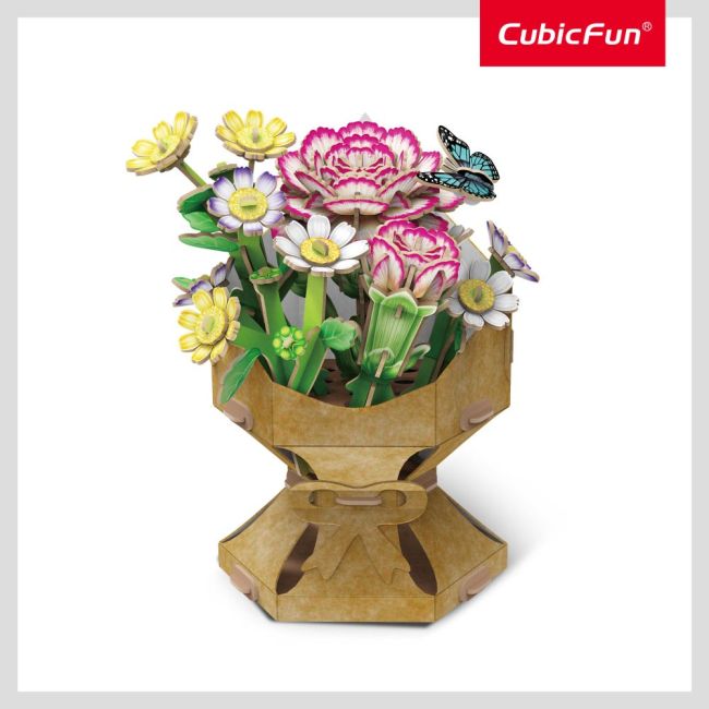 Cubic Fun - Buchet de flori 3D Garoafa 134 piese ARTCUW3300h