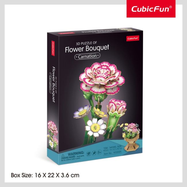 Cubic Fun - Buchet de flori 3D Garoafa 134 piese ARTCUW3300h