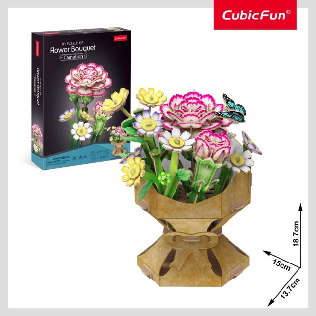 Cubic Fun - Buchet de flori 3D Garoafa 134 piese ARTCUW3300h