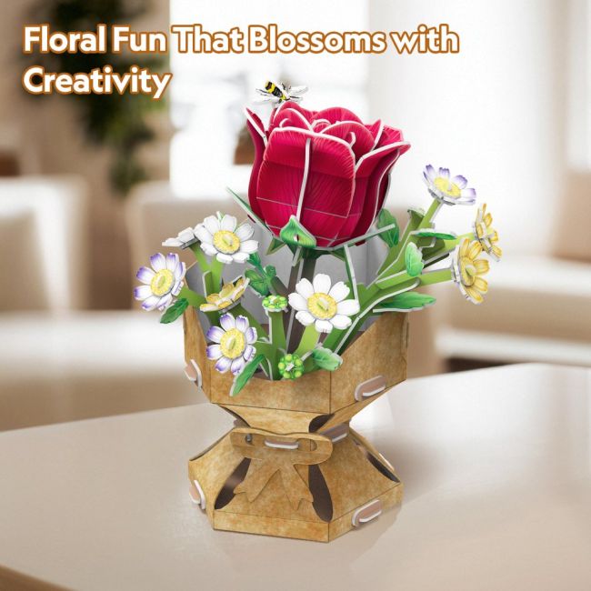 Cubic Fun - Buchet de flori 3D Trandafir 120 piese ARTCUW3301h