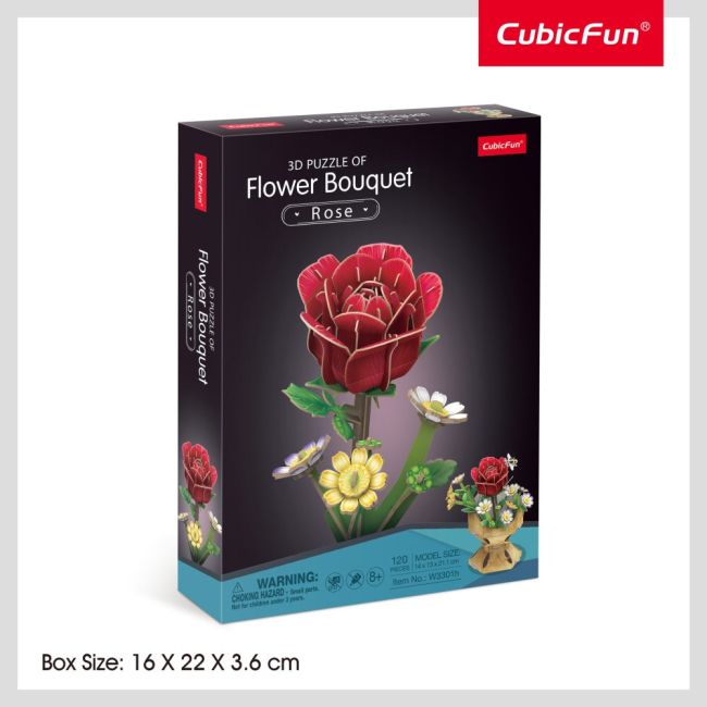 Cubic Fun - Buchet de flori 3D Trandafir 120 piese ARTCUW3301h