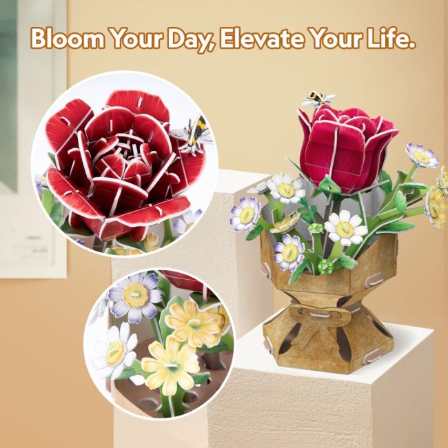 Cubic Fun - Buchet de flori 3D Trandafir 120 piese ARTCUW3301h