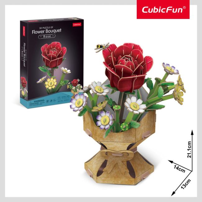 Cubic Fun - Buchet de flori 3D Trandafir 120 piese ARTCUW3301h