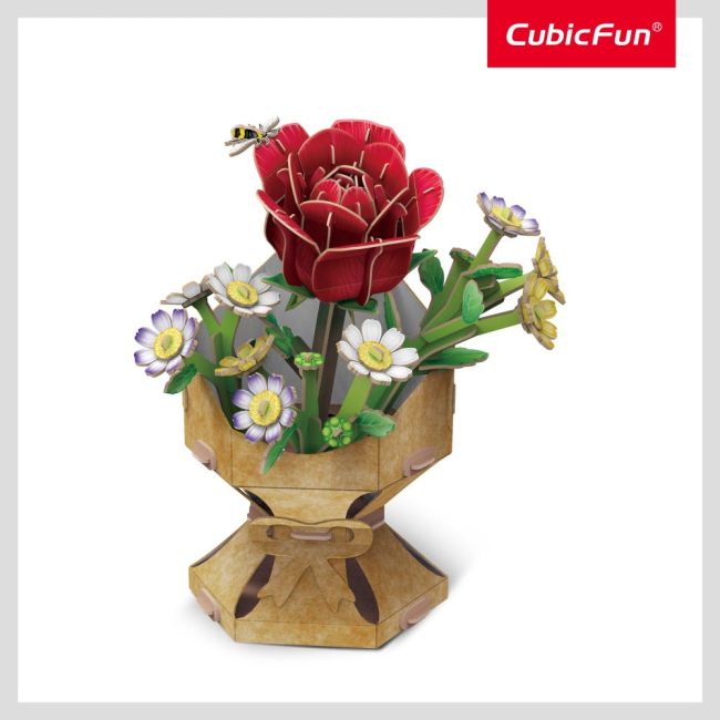 Cubic Fun - Buchet de flori 3D Trandafir 120 piese ARTCUW3301h