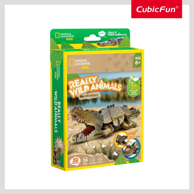 Cubic Fun - National Geographic Animale Salbatice Puzzle 3D Crocodil 54 piese ARTCUDS1076h