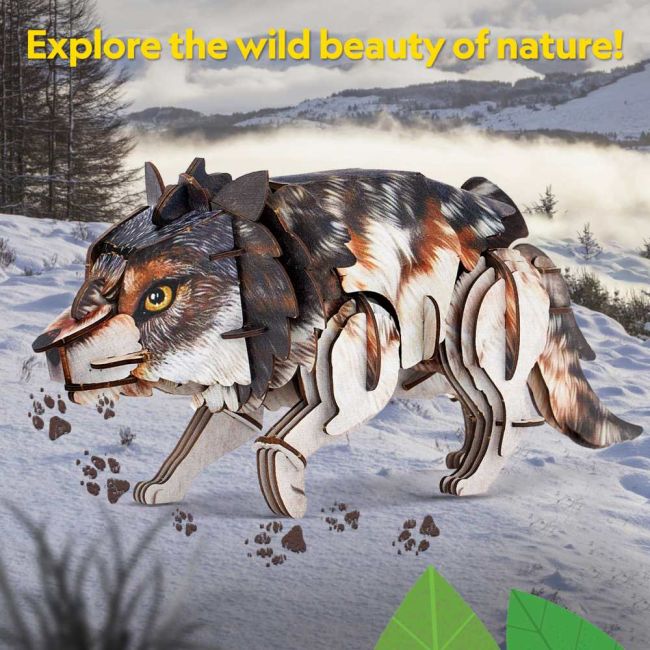 Cubic Fun - National Geographic Animale Salbatice Puzzle 3D Lup Cenusiu 58 piese ARTCUDS1073h