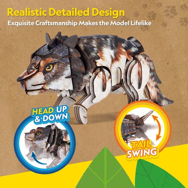 Cubic Fun - National Geographic Animale Salbatice Puzzle 3D Lup Cenusiu 58 piese ARTCUDS1073h