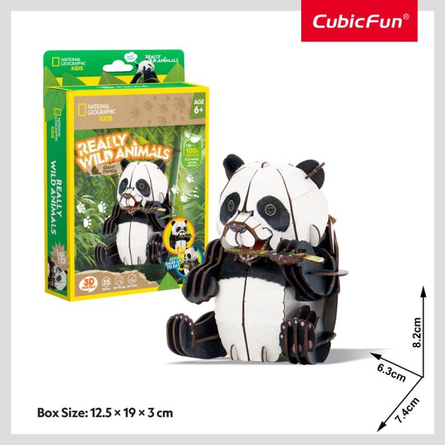 Cubic Fun - National Geographic Animale Salbatice Puzzle 3D Panda 55 piese ARTCUDS1075h
