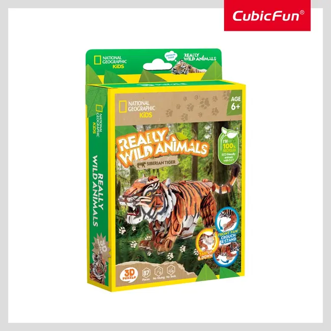 Cubic Fun - National Geographic Animale Salbatice Puzzle 3D Tigru Siberian 87 piese ARTCUDS1071h