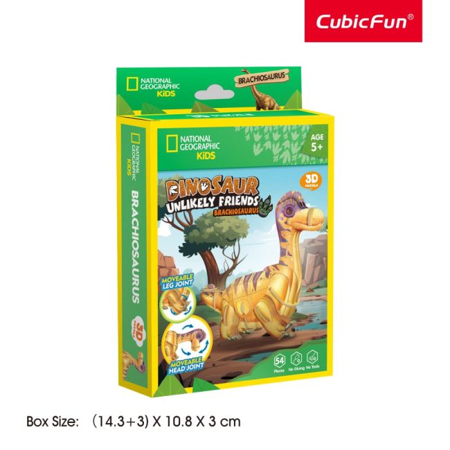 Cubic Fun - National Geographic Dinozauri Puzzle 3D Brahiozaur 54 piese ARTCUDS1170h