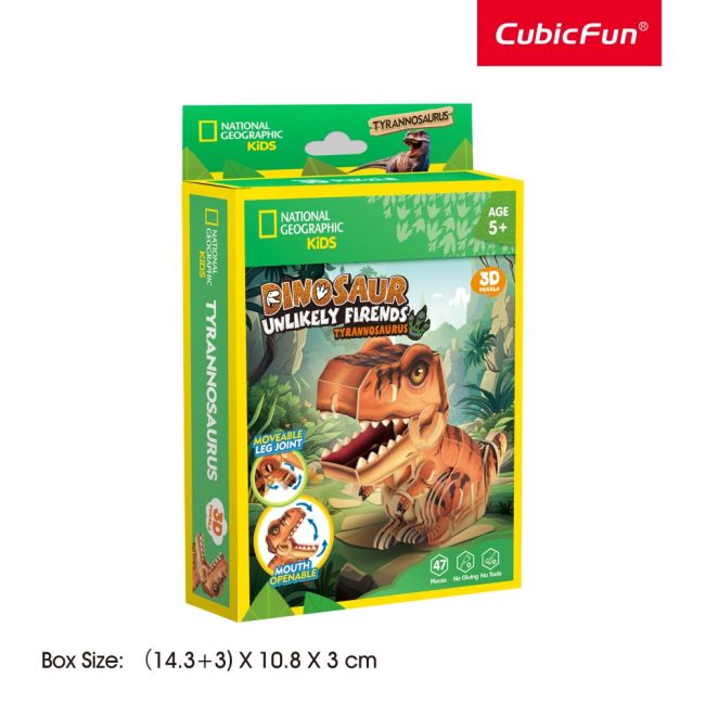 Cubic Fun - National Geographic Dinozauri Puzzle 3D Tiranozaur 47 piese ARTCUDS1169h