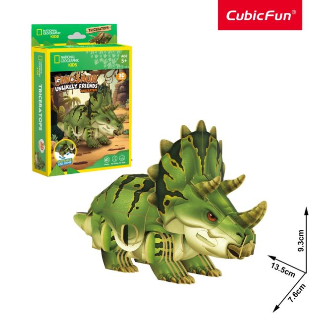 Cubic Fun - National Geographic Dinozauri Puzzle 3D Triceratops 61 piese ARTCUDS1168h
