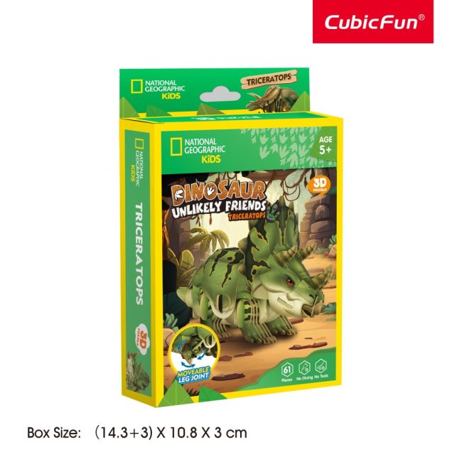 Cubic Fun - National Geographic Dinozauri Puzzle 3D Triceratops 61 piese ARTCUDS1168h