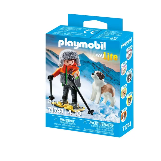 Playmobil - Figurina drumet cu animalut de colectie caine Saint Bernard ARTPM71741