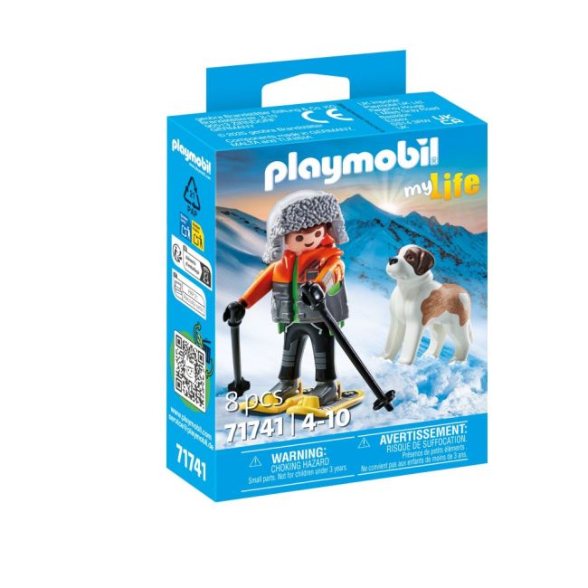 Playmobil - Figurina drumet cu animalut de colectie caine Saint Bernard ARTPM71741