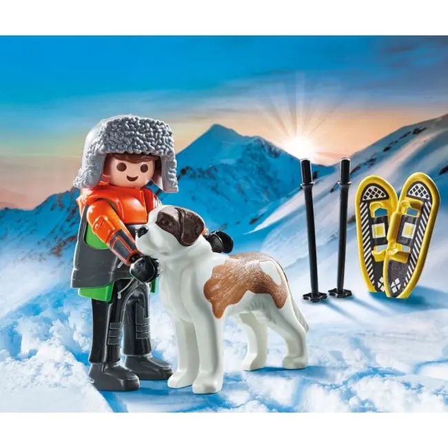 Playmobil - Figurina drumet cu animalut de colectie caine Saint Bernard ARTPM71741
