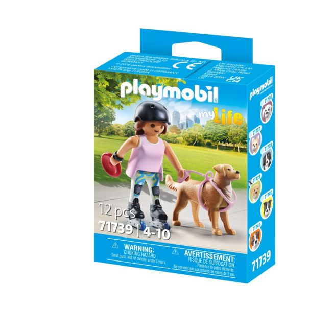 Playmobil - Figurina patinatoare cu animalut de colectie caine Retriever ARTPM71739