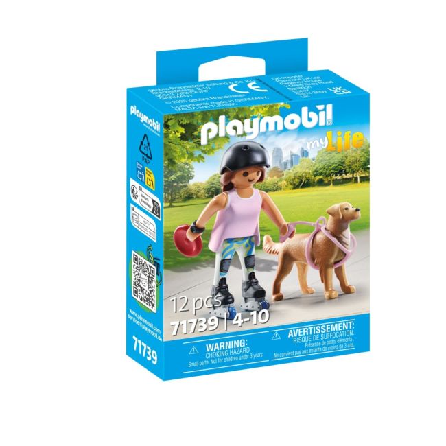 Playmobil - Figurina patinatoare cu animalut de colectie caine Retriever ARTPM71739