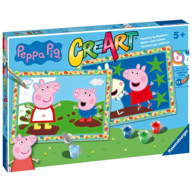 Ravensburger - CreArt pictura pe numere pentru copii 2 sabloane Peppa Pig ARTRVSPBN23570