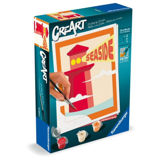 Ravensburger - CreArt pictura pe numere pentru copii far pe plaja ARTRVSPBN23899