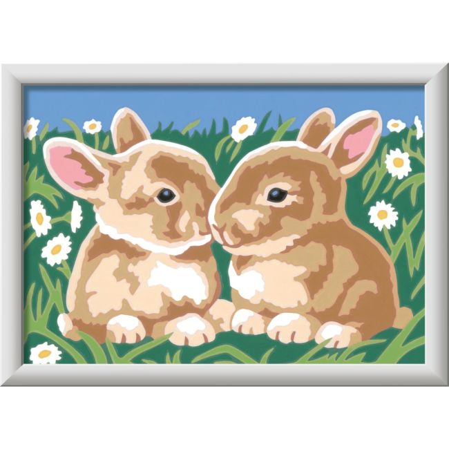 Ravensburger - CreArt pictura pe numere pentru copii iepurasi printre margarete ARTRVSPBN23563