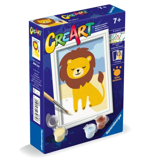 Ravensburger - CreArt pictura pe numere pentru copii leu salbatic ARTRVSPBN23965
