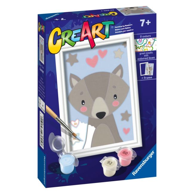 Ravensburger - CreArt pictura pe numere pentru copii lup dragut ARTRVSPBN23605